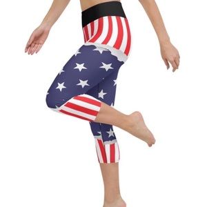 Vastitch Stars & Stripes Patriotic Capri High Waisted Leggings